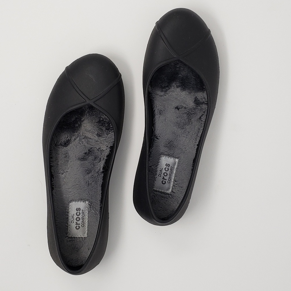 Gently used black size wide Crocs